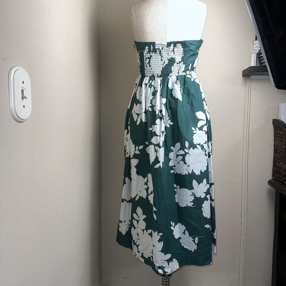 NEW Cynthia Rowley Green White Floral Print Strapless Midi Dress Size 12 NEW - Picture 7 of 9